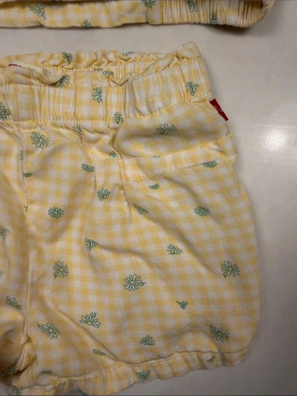 Levi's Yellow Gingham Two-Piece Set with Green Floral Accents
